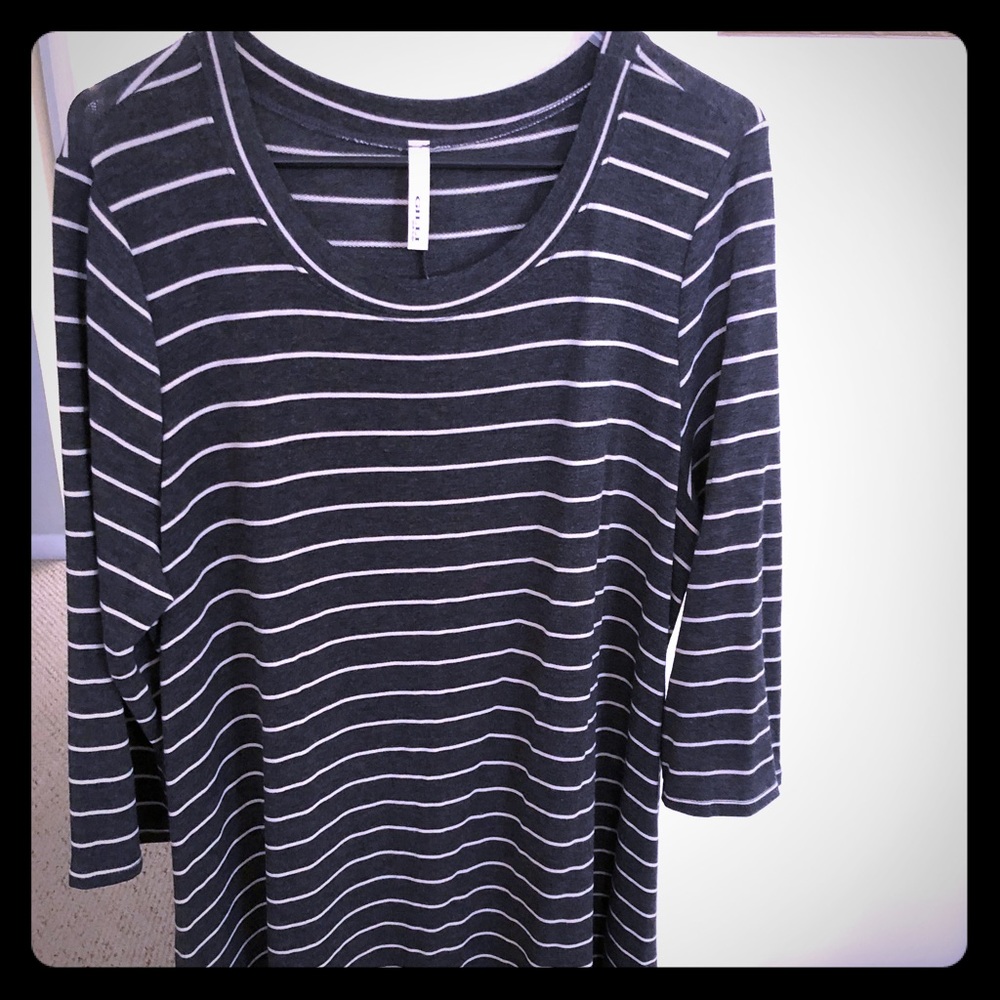 Chic Soul-NWOT Grey/Cream Striped Jersey Dress